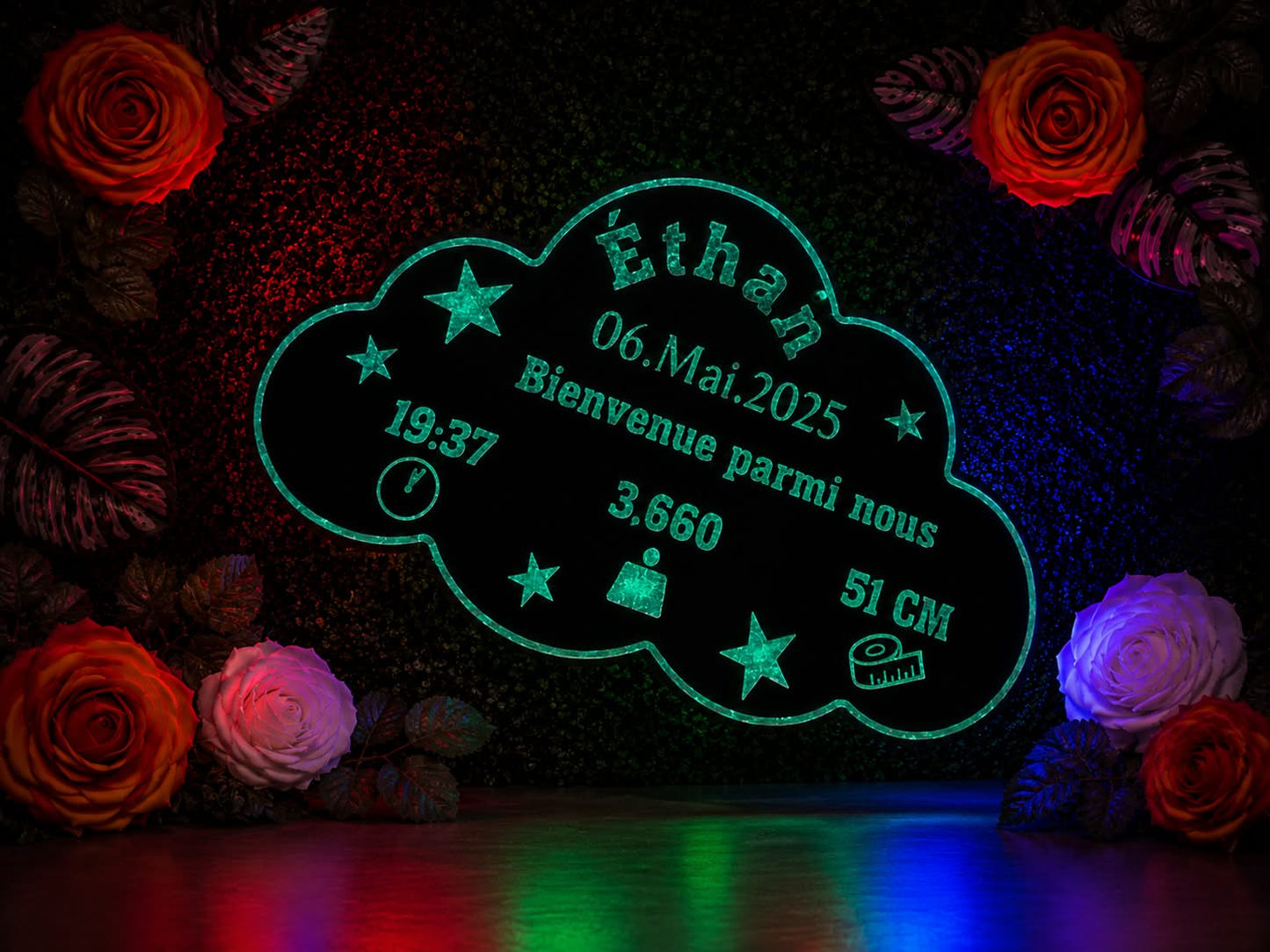 Plaque de Naissance Nuage Personnalisée 3D – Cadeau Bébé