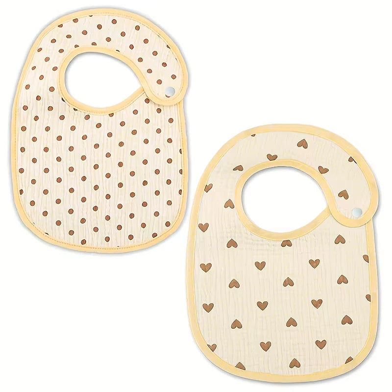 Lot de 2 Bavoirs Bébé en Gaze de Coton – Imperméables, Doux & Absorbants (0-3 ans)