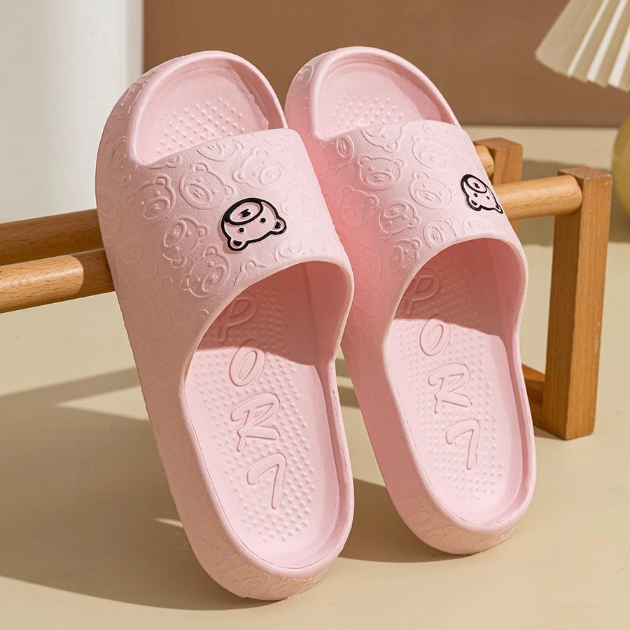 Chaussons d'Été Motif Ourson – Antidérapants Femme