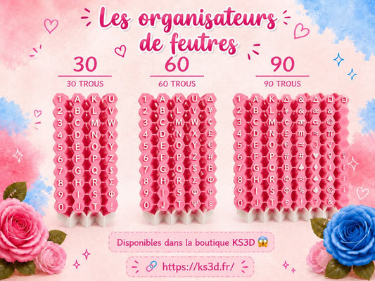 Bloc de rangement modulaire nid d'abeille pour feutres — 30 emplacements | KS3D