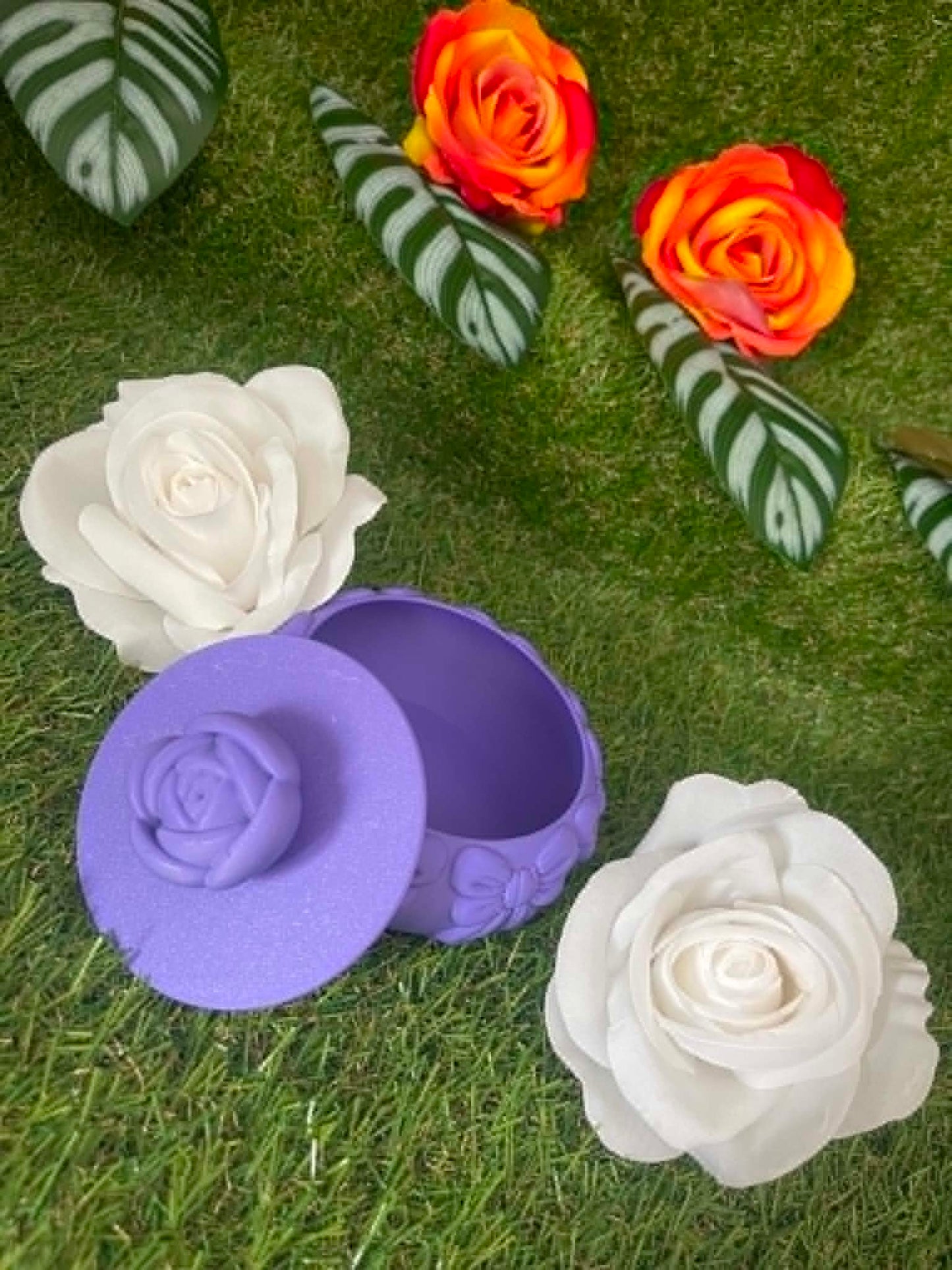 Boîte à Bijoux Rose 3D — Édition Florale