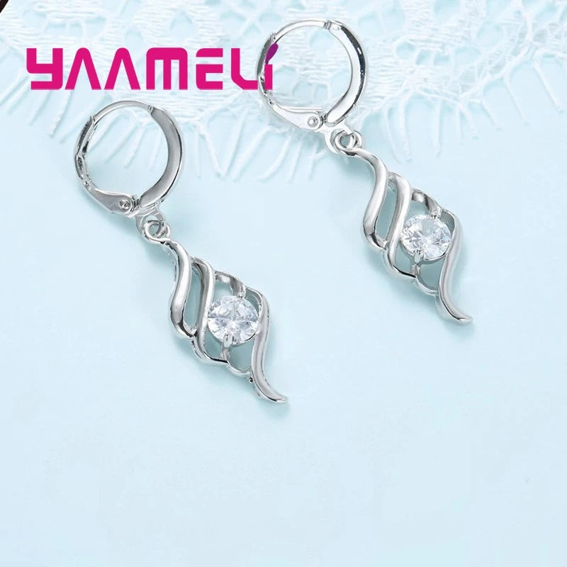 Parure Collier & Boucles d'Oreilles Argent 925 – Zircon Élégant
