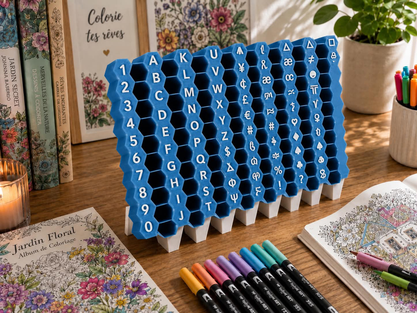 Bloc de rangement modulaire nid d'abeille pour feutres — 30 emplacements | KS3D