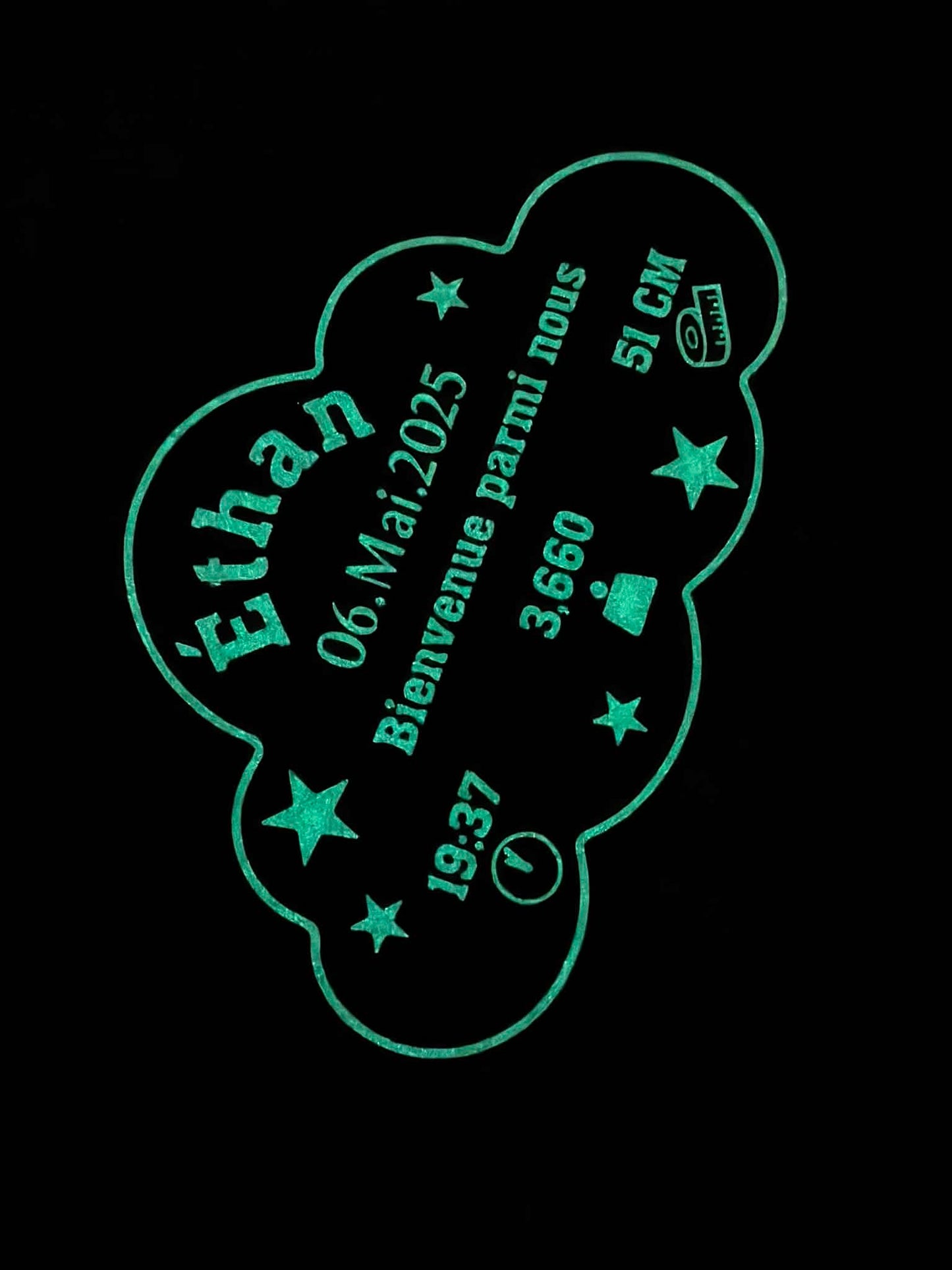 Plaque de Naissance Nuage Personnalisée 3D – Cadeau Bébé
