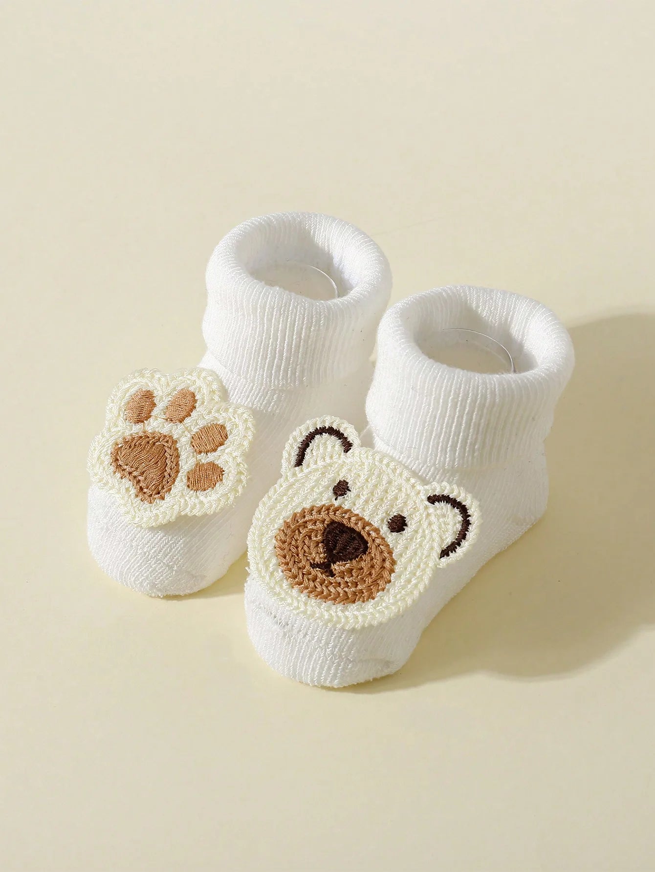 Lot de 4 Paires de Chaussettes Bébé Ourson – Antidérapantes, Douces & Confortables (0-12 mois)
