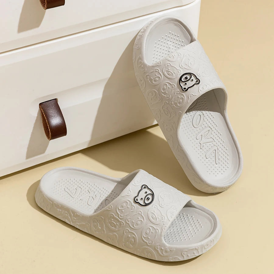 Chaussons d'Été Motif Ourson – Antidérapants Femme