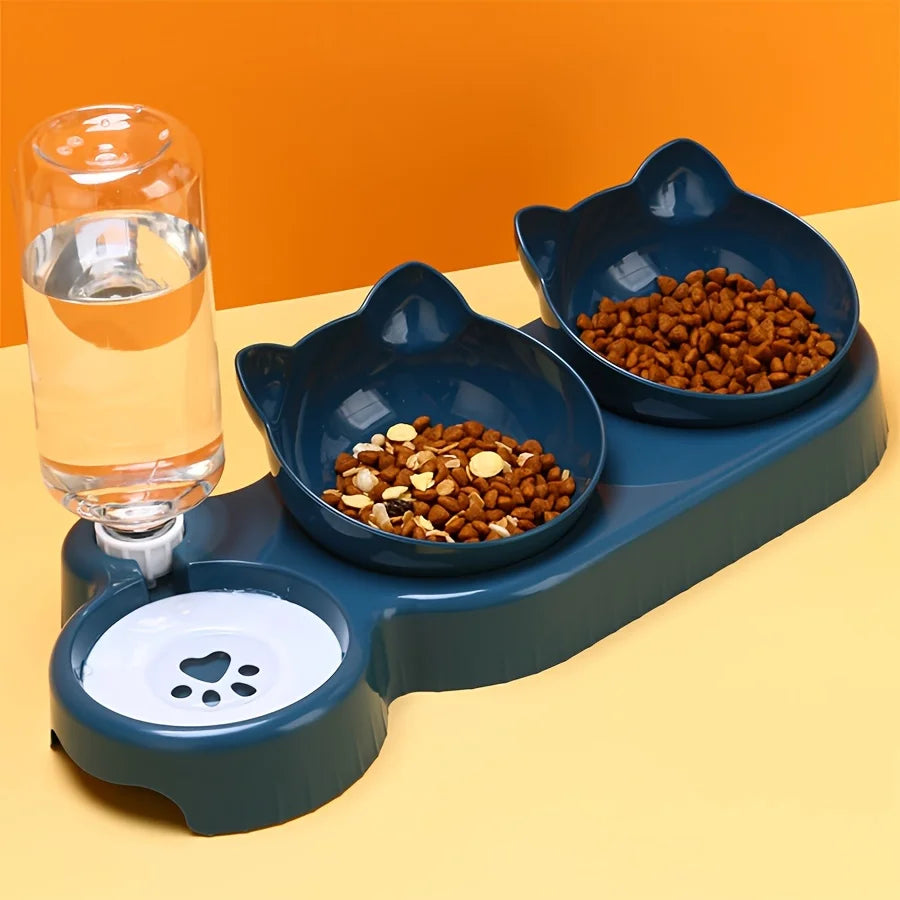 Gamelle Chat 3 en 1 avec Distributeur d'Eau – Protection Cervicale