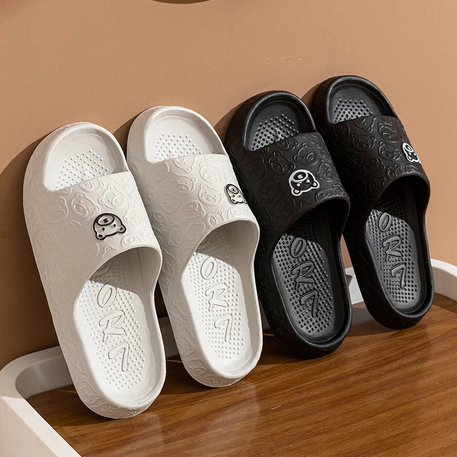 Chaussons d'Été Motif Ourson – Antidérapants Femme