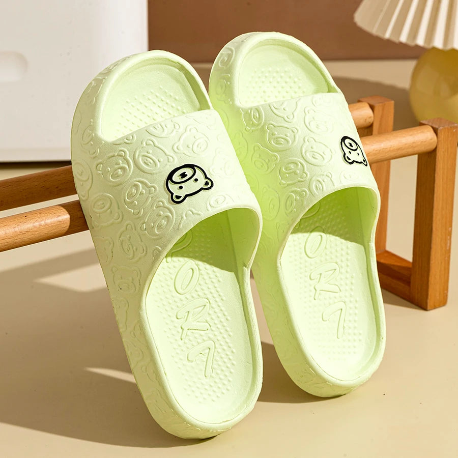 Chaussons d'Été Motif Ourson – Antidérapants Femme