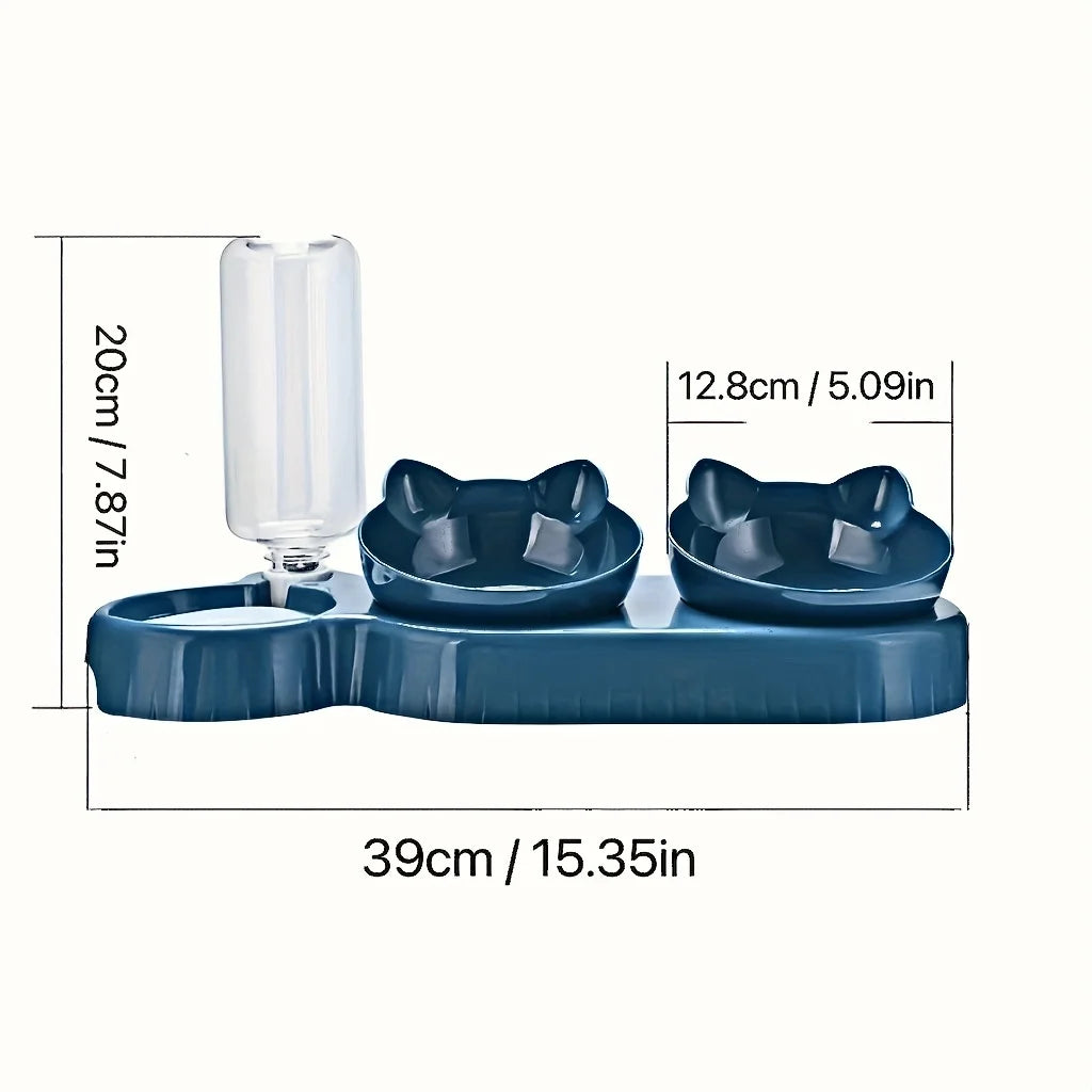 Gamelle Chat 3 en 1 avec Distributeur d'Eau – Protection Cervicale