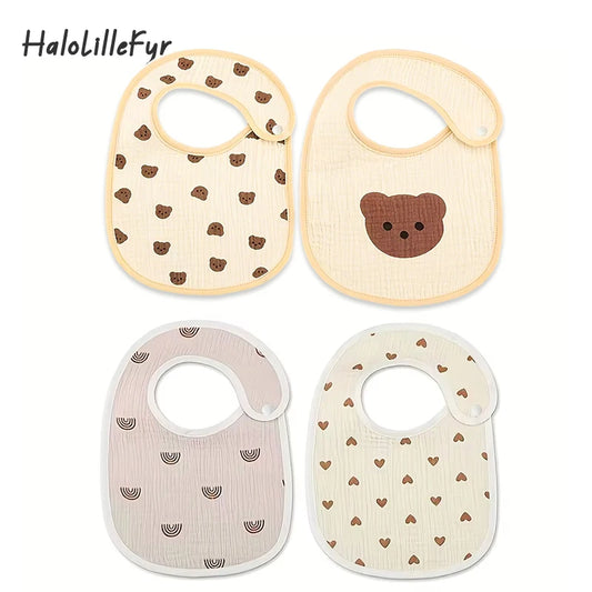 Lot de 2 Bavoirs Bébé en Gaze de Coton – Imperméables, Doux & Absorbants (0-3 ans)