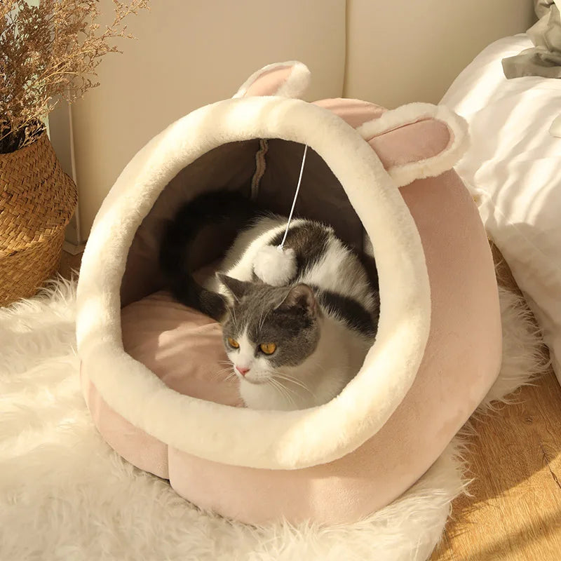 Lit Douillet pour Chat – Corbeille Pliable Lavable avec Coussin Amovible
