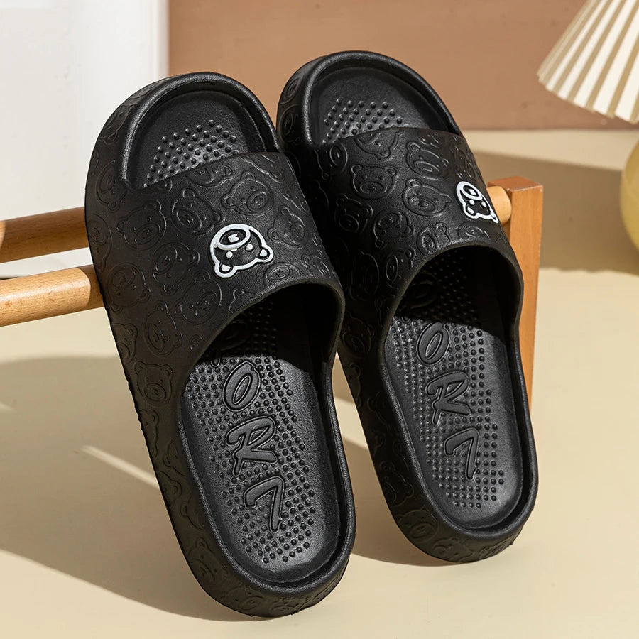 Chaussons d'Été Motif Ourson – Antidérapants Femme