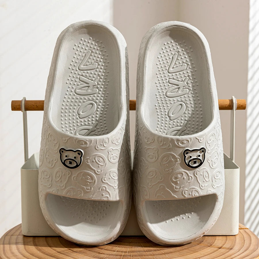 Chaussons d'Été Motif Ourson – Antidérapants Femme