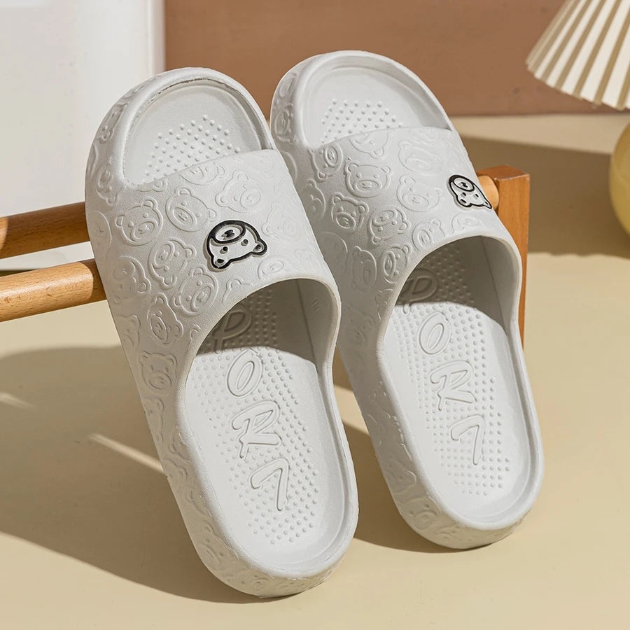 Chaussons d'Été Motif Ourson – Antidérapants Femme
