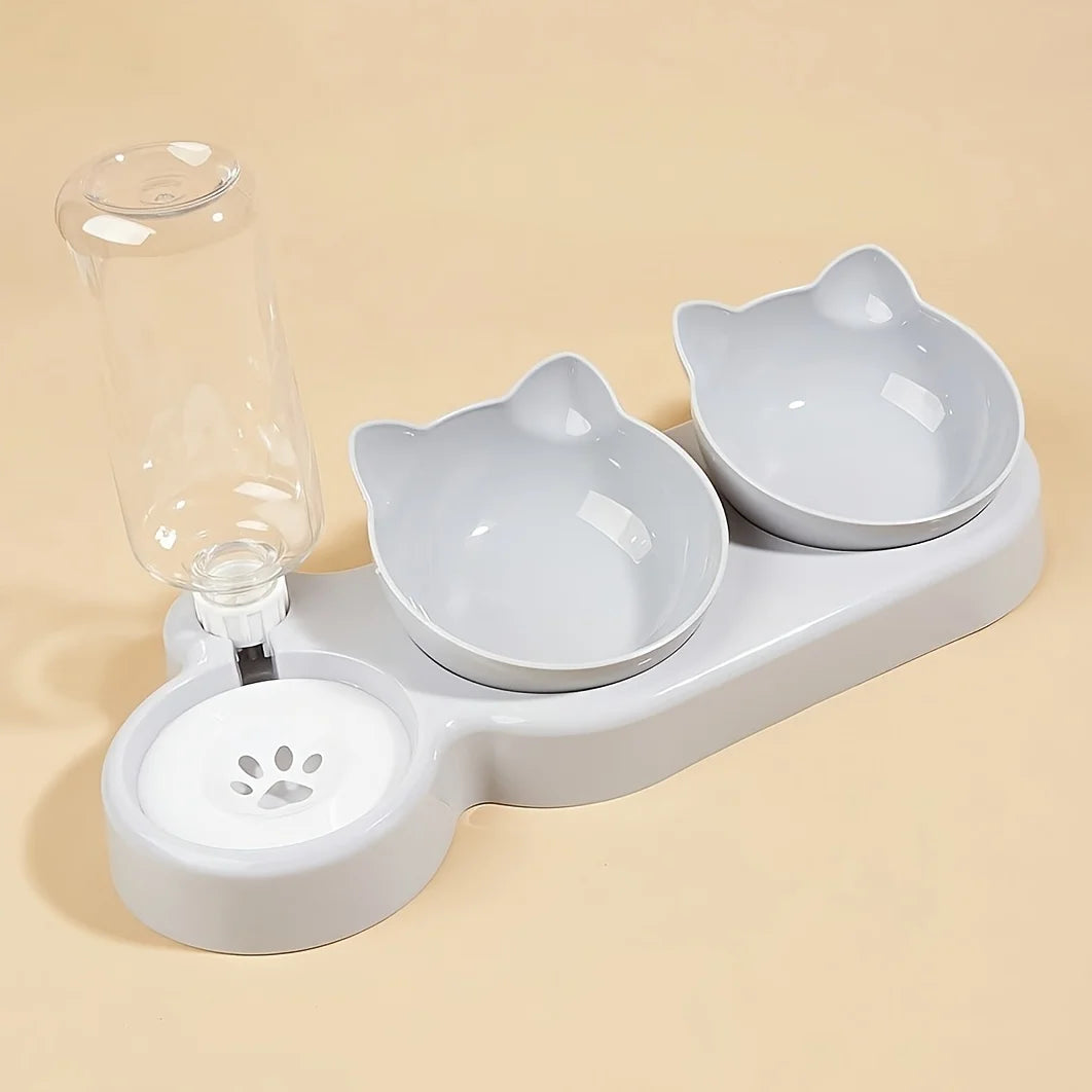 Gamelle Chat 3 en 1 avec Distributeur d'Eau – Protection Cervicale
