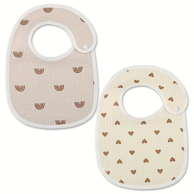 Lot de 2 Bavoirs Bébé en Gaze de Coton – Imperméables, Doux & Absorbants (0-3 ans)