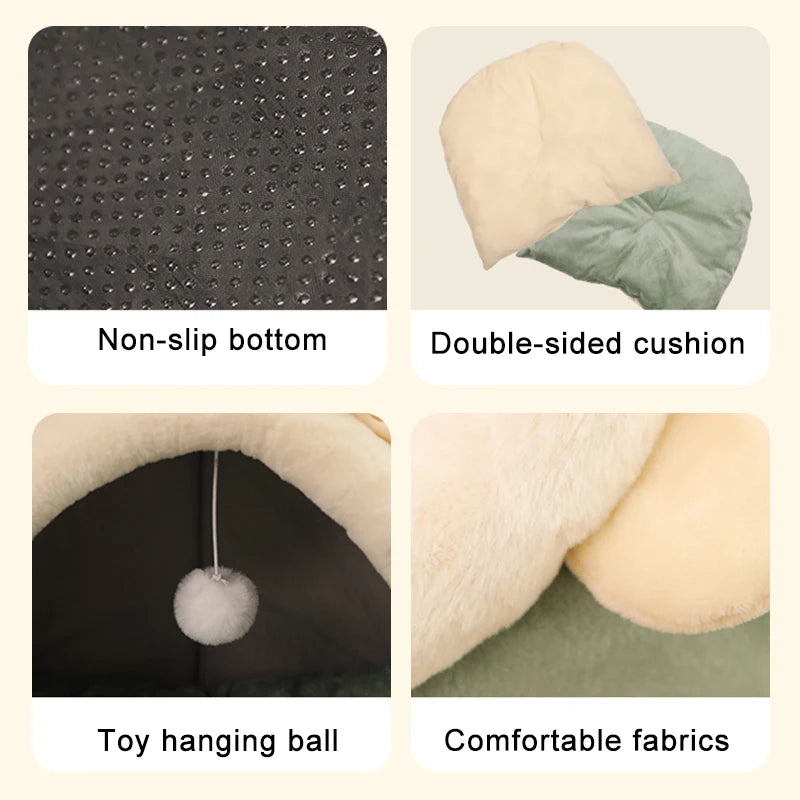 Lit Douillet pour Chat – Corbeille Pliable Lavable avec Coussin Amovible