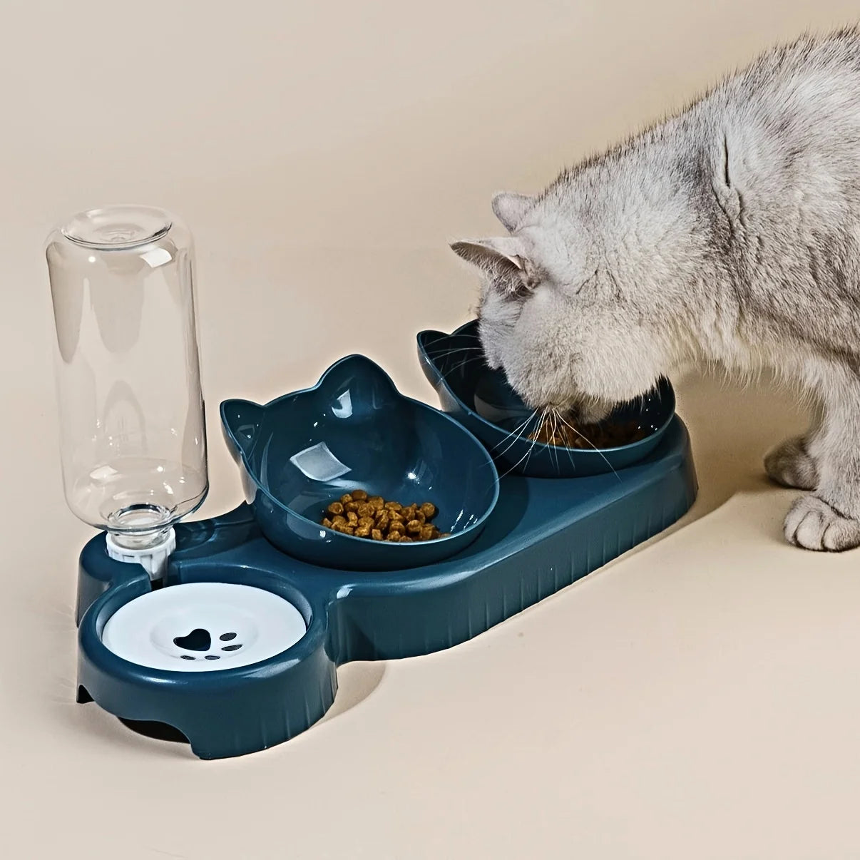 Gamelle Chat 3 en 1 avec Distributeur d'Eau – Protection Cervicale