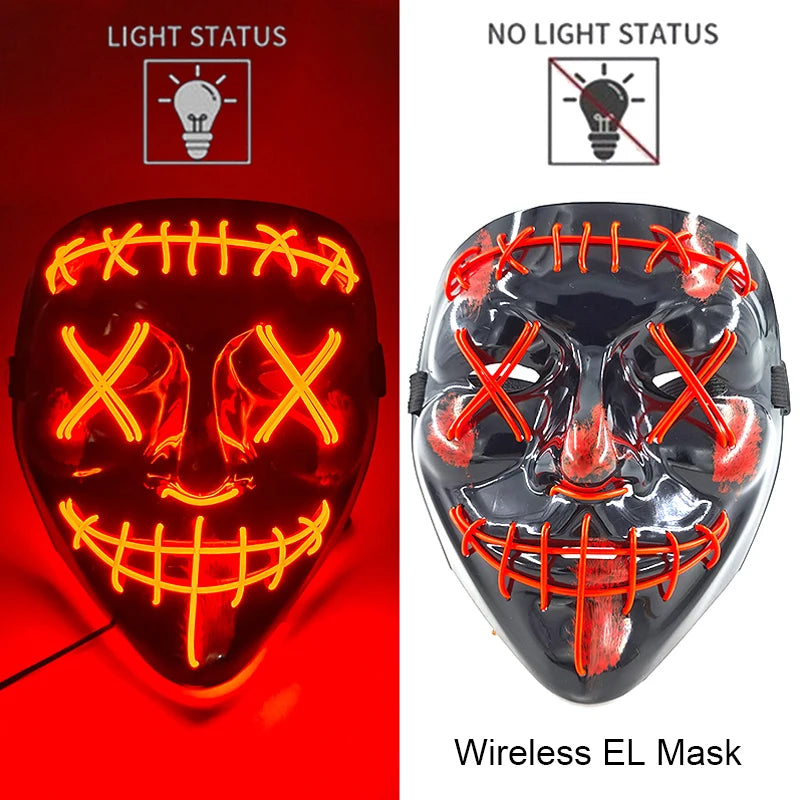 Wireless Neon LED Mask – Horror & Halloween Cosplay | Luminous Effect