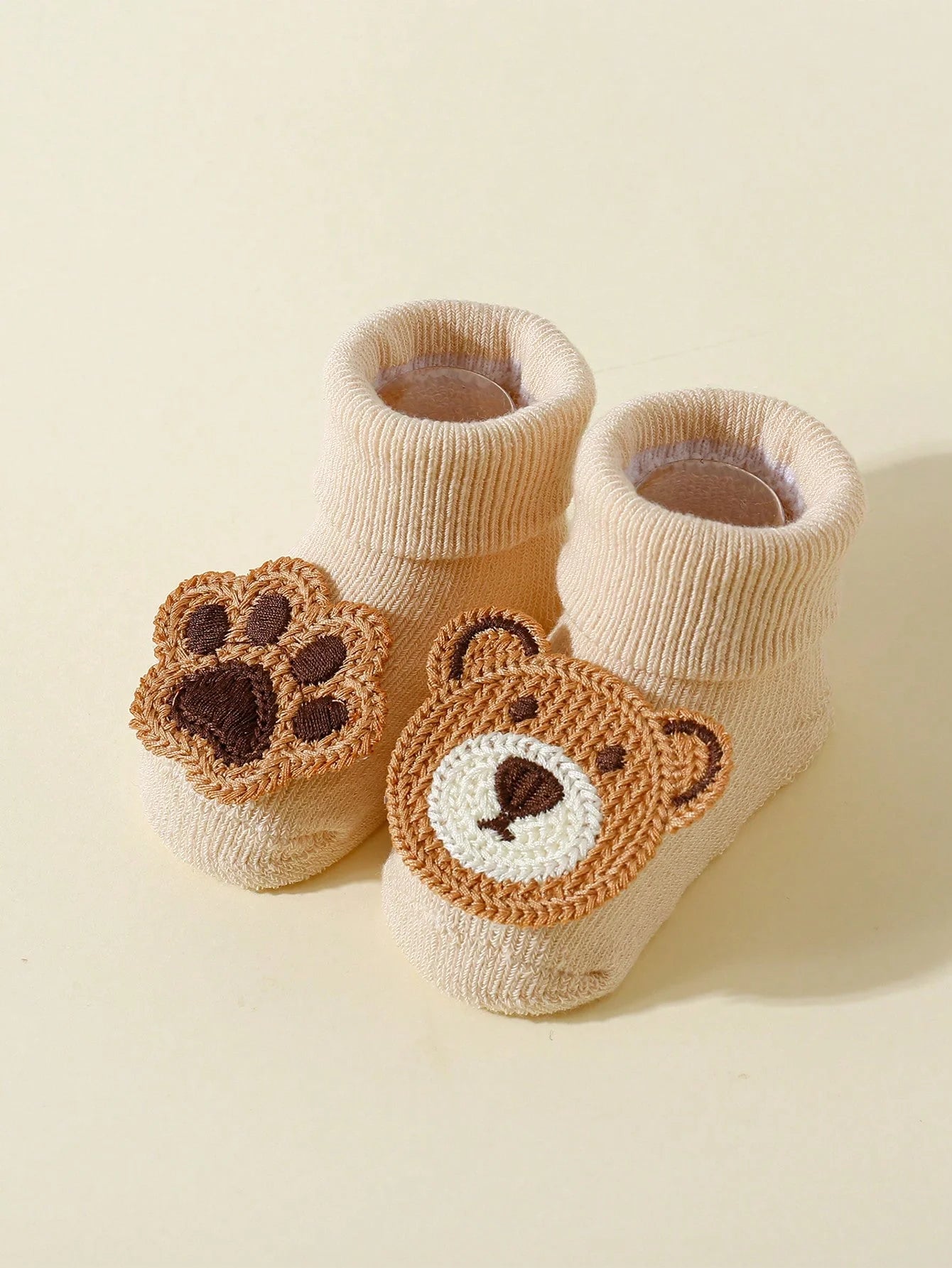 Lot de 4 Paires de Chaussettes Bébé Ourson – Antidérapantes, Douces & Confortables (0-12 mois)