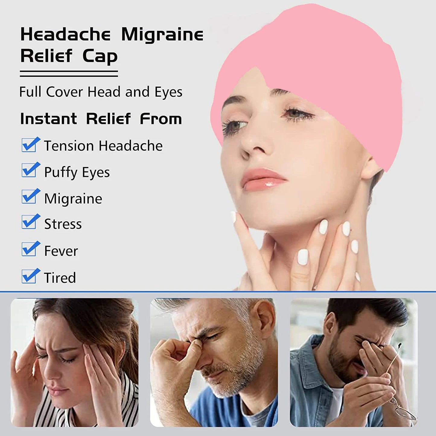 Casque Gel Anti-Migraine – Compresse Froide Soulagement Rapide