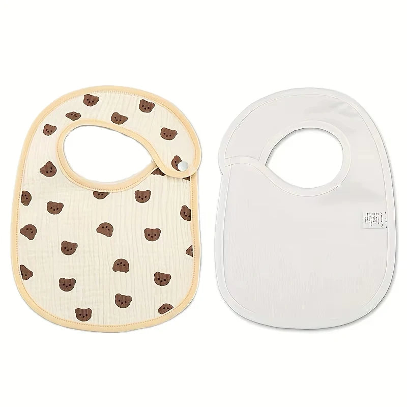 Lot de 2 Bavoirs Bébé en Gaze de Coton – Imperméables, Doux & Absorbants (0-3 ans)