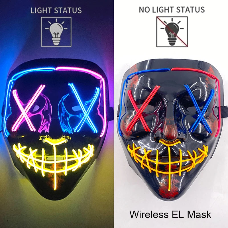 Wireless Neon LED Mask – Horror & Halloween Cosplay | Luminous Effect