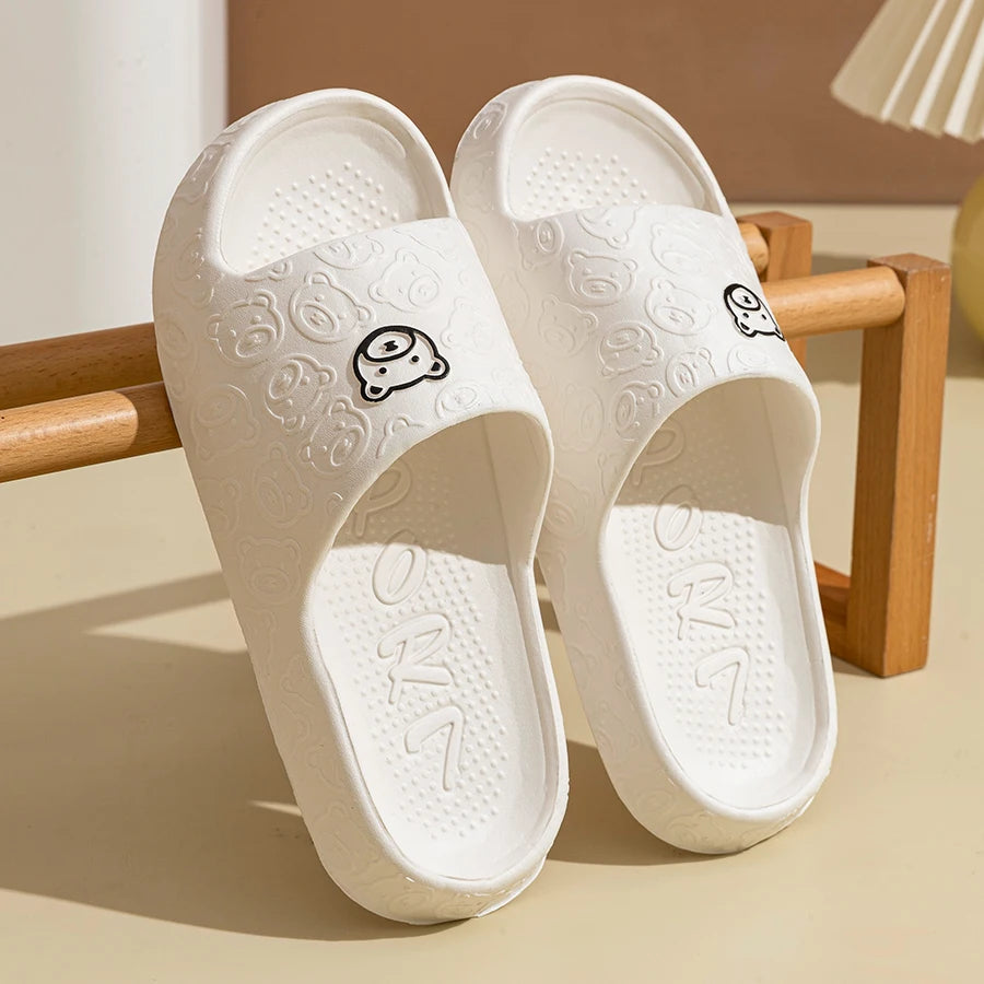 Chaussons d'Été Motif Ourson – Antidérapants Femme