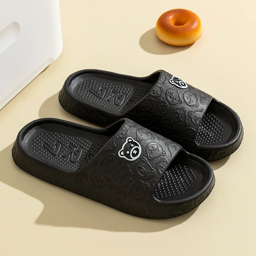 Chaussons d'Été Motif Ourson – Antidérapants Femme