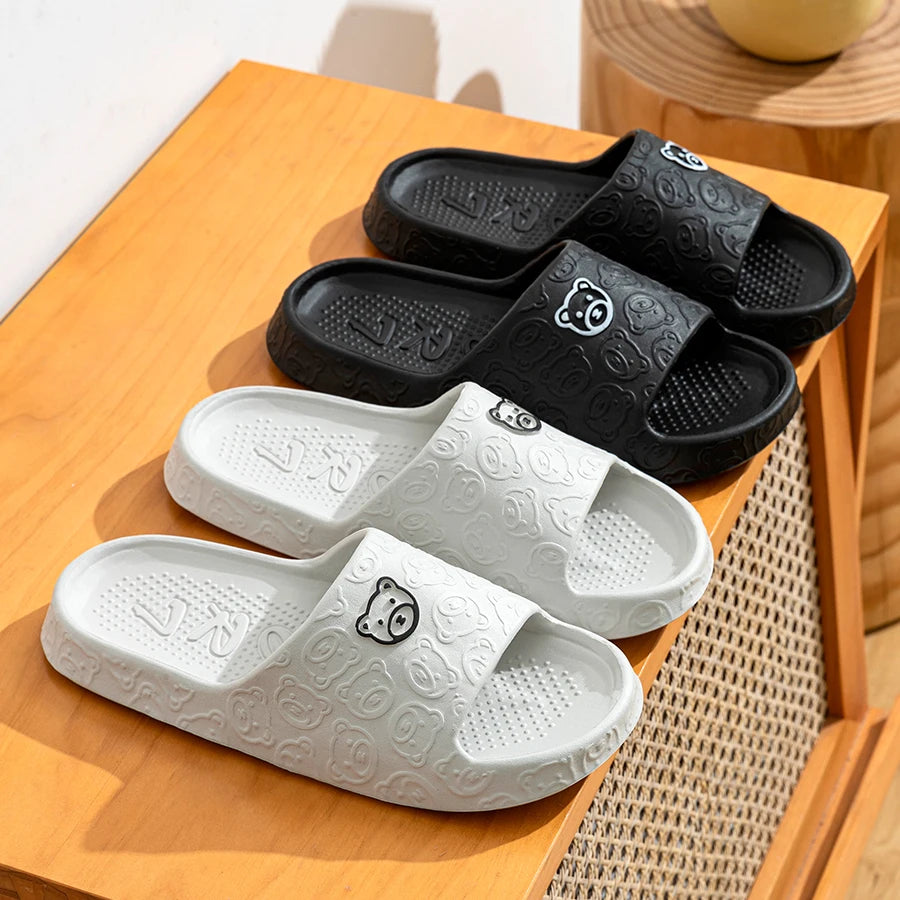 Chaussons d'Été Motif Ourson – Antidérapants Femme