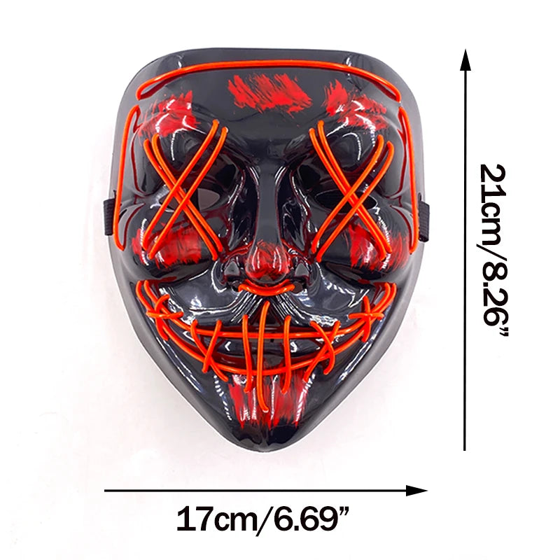 Wireless Neon LED Mask – Horror & Halloween Cosplay | Luminous Effect