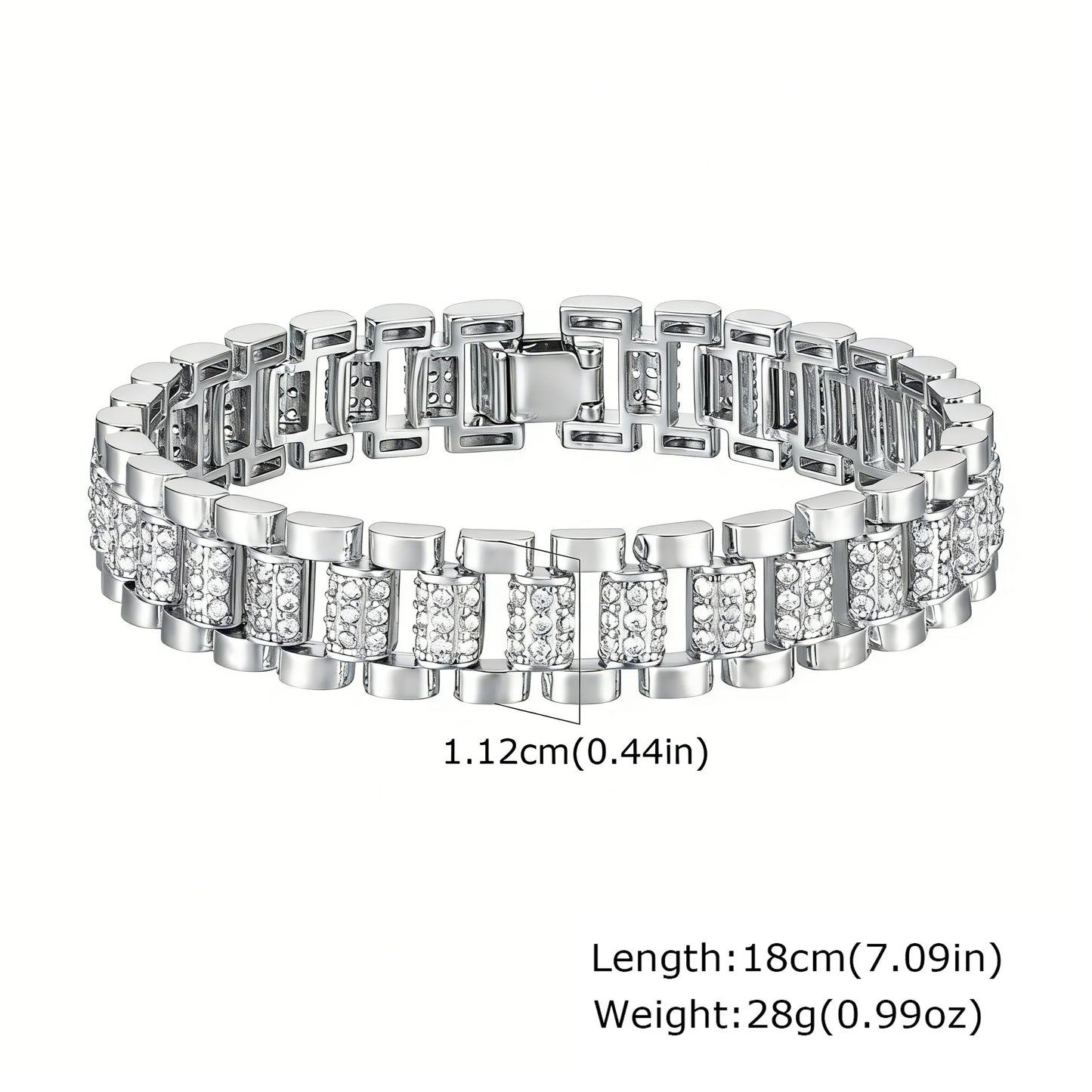 Bracelet Chaîne Trombone Plaqué Or 14K – Zircone Cubique, Réglable & Empilable