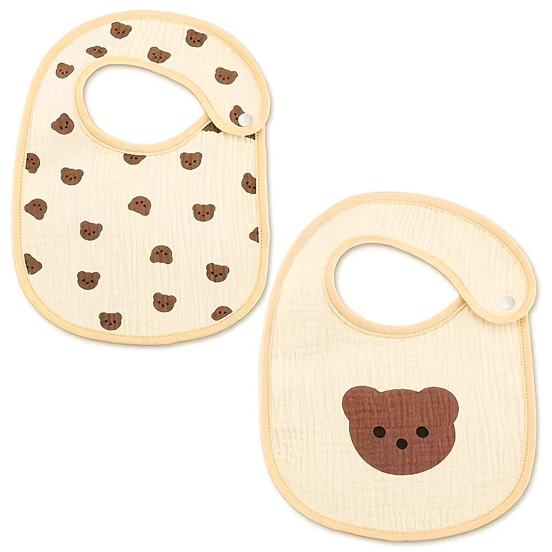 Lot de 2 Bavoirs Bébé en Gaze de Coton – Imperméables, Doux & Absorbants (0-3 ans)