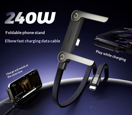 Câble de Charge Rapide Pliable 240W avec Support Téléphone
