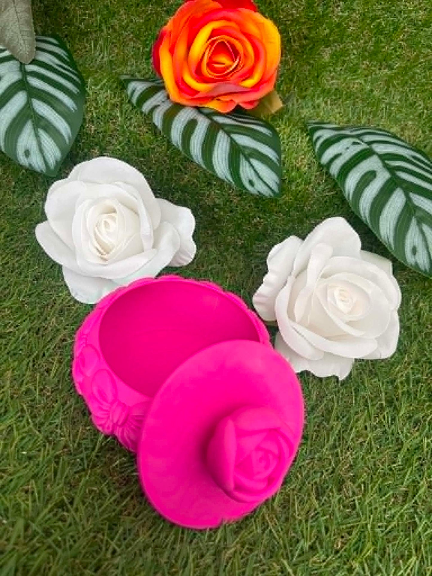 Boîte à Bijoux Rose 3D — Édition Florale
